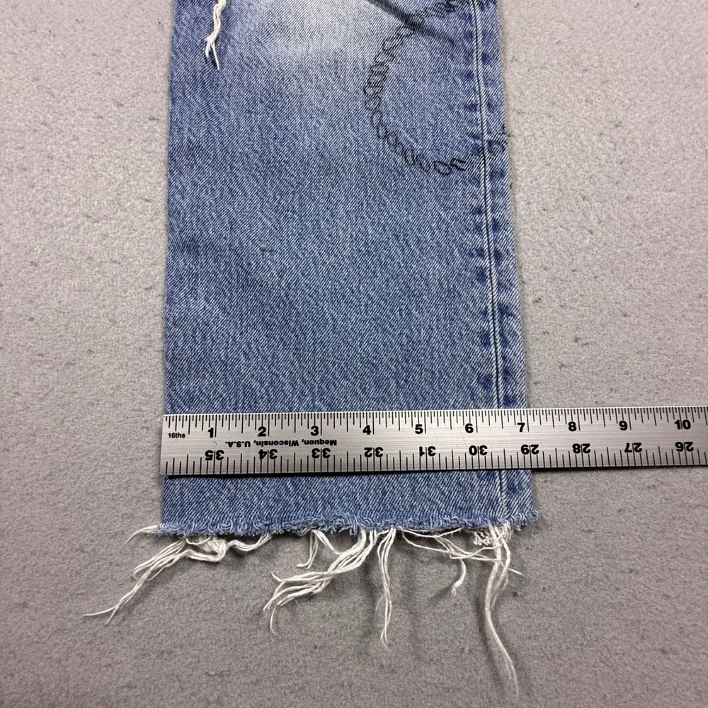 Levis 501 Light Wash Lasso Rope Embroidered Distressed Straight Leg Jeans 26x28 - Picture 8 of 11